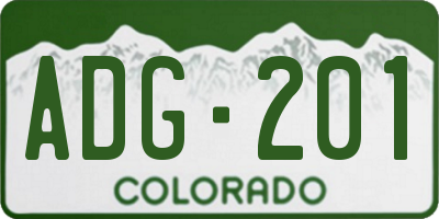 CO license plate ADG201