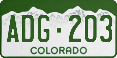 CO license plate ADG203
