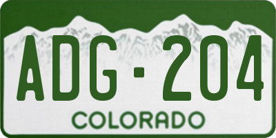 CO license plate ADG204
