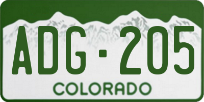 CO license plate ADG205