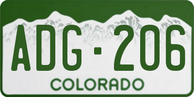 CO license plate ADG206