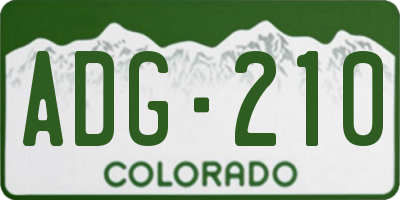 CO license plate ADG210