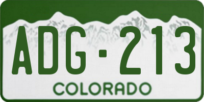 CO license plate ADG213