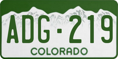 CO license plate ADG219