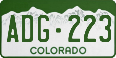 CO license plate ADG223
