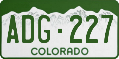 CO license plate ADG227