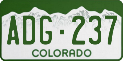 CO license plate ADG237