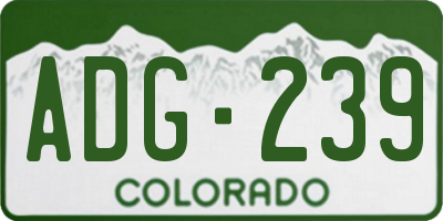 CO license plate ADG239
