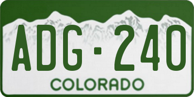 CO license plate ADG240