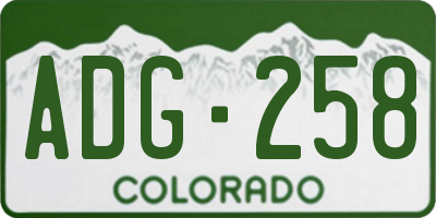 CO license plate ADG258