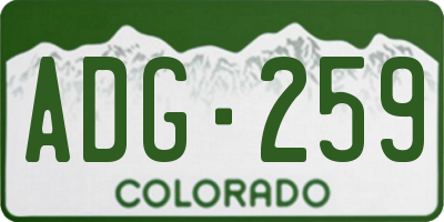 CO license plate ADG259