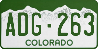 CO license plate ADG263