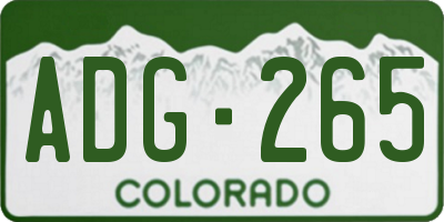CO license plate ADG265