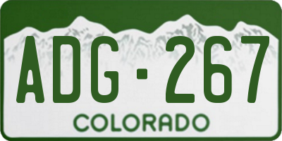 CO license plate ADG267