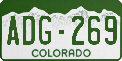 CO license plate ADG269