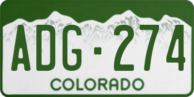 CO license plate ADG274