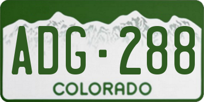 CO license plate ADG288