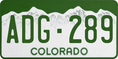 CO license plate ADG289