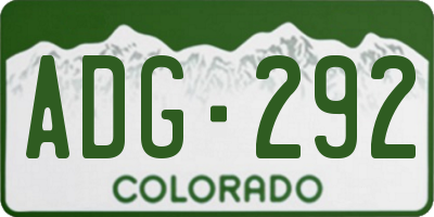 CO license plate ADG292