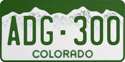 CO license plate ADG300