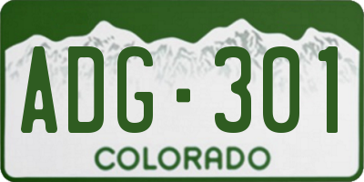 CO license plate ADG301