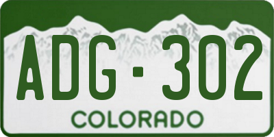 CO license plate ADG302