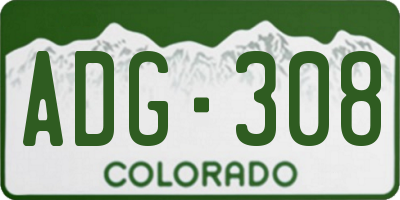 CO license plate ADG308