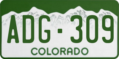 CO license plate ADG309