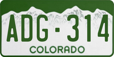 CO license plate ADG314