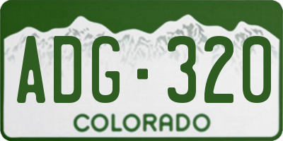 CO license plate ADG320