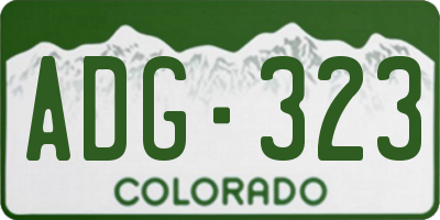 CO license plate ADG323