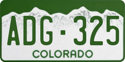 CO license plate ADG325