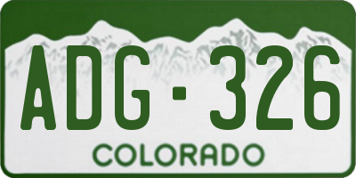 CO license plate ADG326