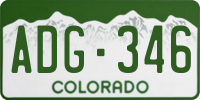CO license plate ADG346