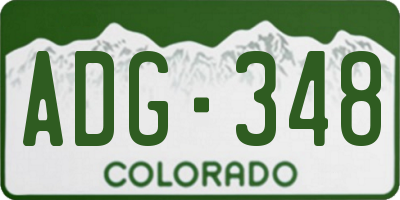 CO license plate ADG348
