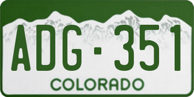 CO license plate ADG351