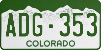 CO license plate ADG353