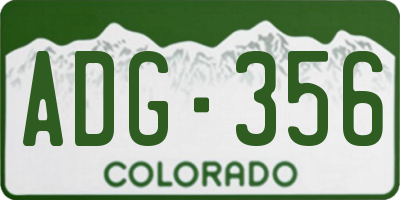 CO license plate ADG356