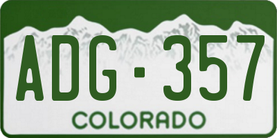 CO license plate ADG357
