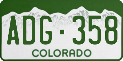 CO license plate ADG358