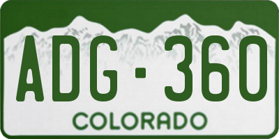 CO license plate ADG360