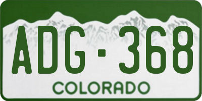 CO license plate ADG368
