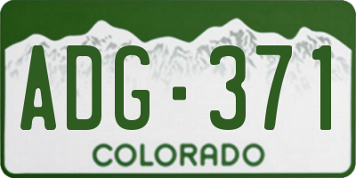 CO license plate ADG371