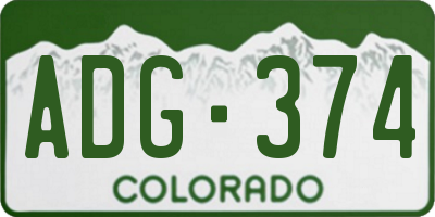 CO license plate ADG374