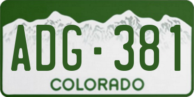 CO license plate ADG381