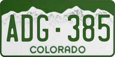 CO license plate ADG385