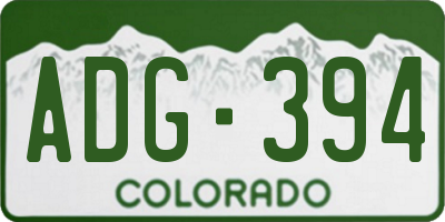 CO license plate ADG394