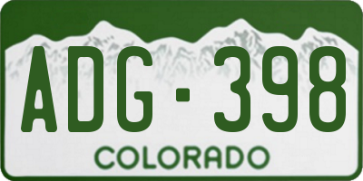 CO license plate ADG398