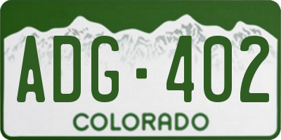 CO license plate ADG402