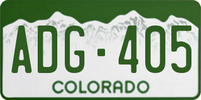 CO license plate ADG405